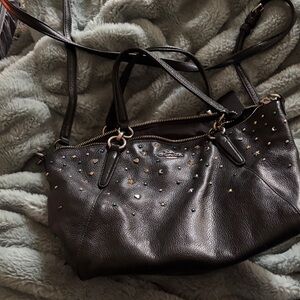 Coach Black Studded Leather Handbag